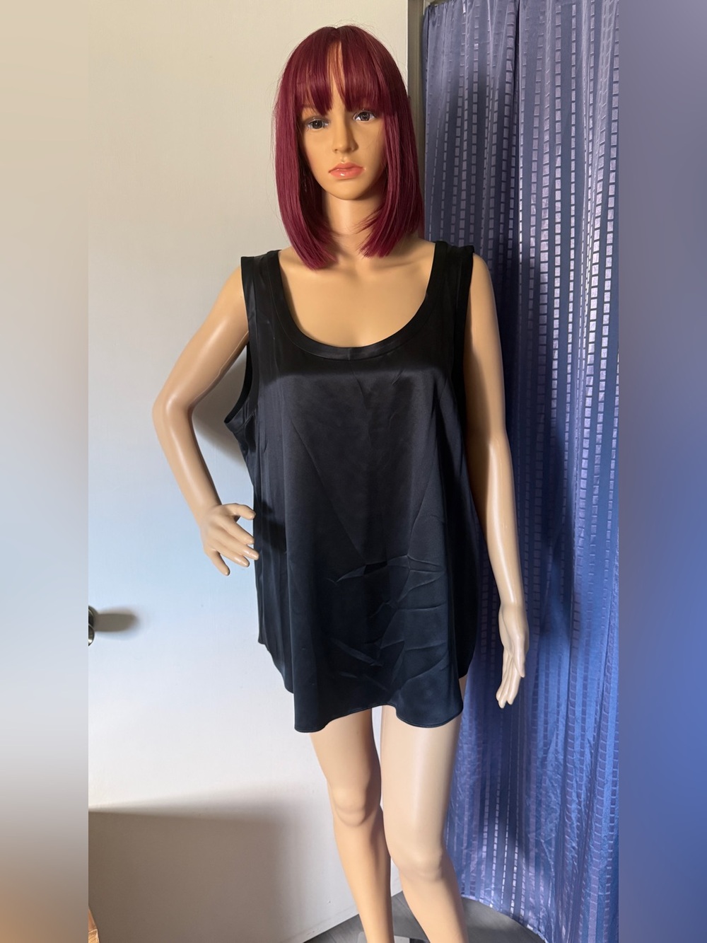 Lafayette 148 New York 100% Silk Reversible Shell Top Black XL-2X Bust 48”